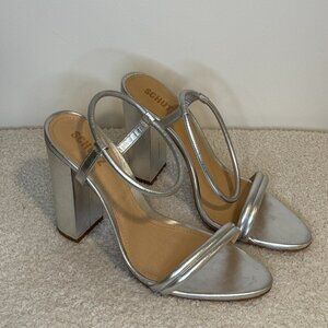 Schutz | Pincesa Metallic High-Heel Sandals | Silver
